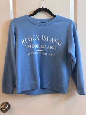 Kids’ Block Island Rhode Island Blue Graphic Crewneck Sweatshirt